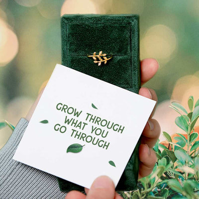 "GROW THROUGH WHAT YOU GO THROUGH" Leaves Ring [🌿 Ring +💌 Gift Card + 🎁 Gift Bag + 💐 Gift Bouquet] - SARAH'S WHISPER