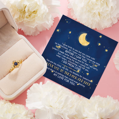 To My Daughter "I Love You to The Moon and Back" Moon & Star Ring [💞 Ring +💌 Gift Card + 🎁 Gift Bag + 💐 Gift Bouquet] - SARAH'S WHISPER