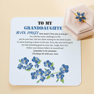 To My Granddaughter "Never forget how much I love you as you grow older" Forget-Me-Not Flower Ring [💞 Ring +💌 Gift Card + 🎁 Gift Bag + 💐 Gift Bouquet] - SARAH'S WHISPER