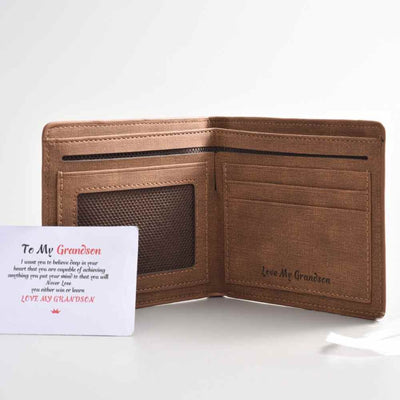 To My Grandson "Love My Grandson" Leather Wallet - SARAH'S WHISPER