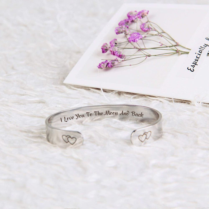 To My Daughter "I Love You to The Moon and Back" Double Heart Bracelet - SARAH'S WHISPER