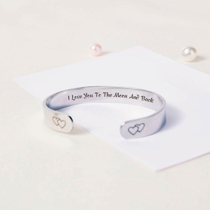 To My Daughter "I Love You to The Moon and Back" Double Heart Bracelet - SARAH'S WHISPER