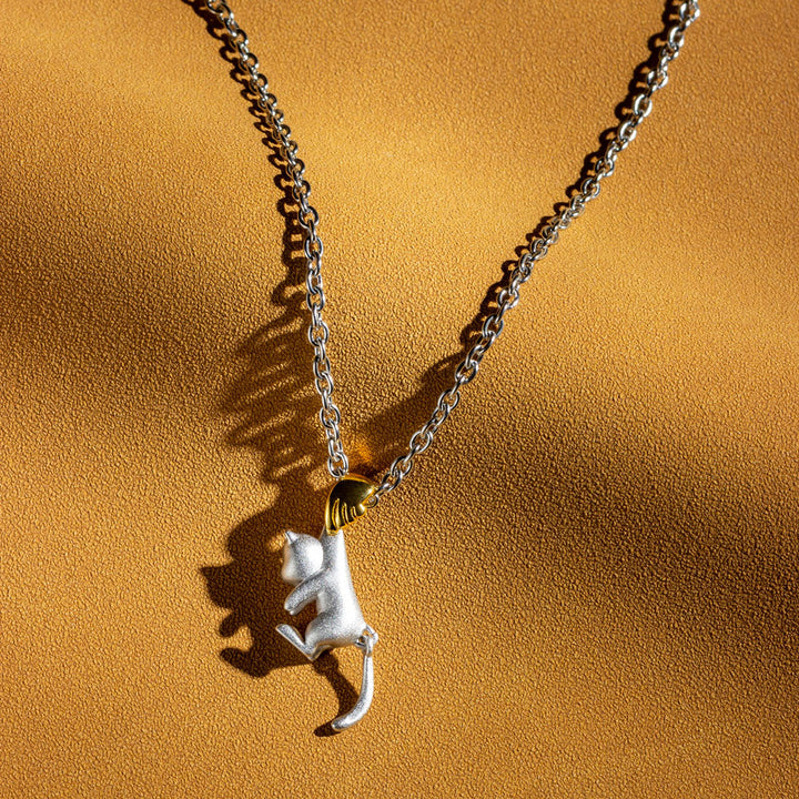 To My Brave Daughter "Cheer up!" Get Up Cat Necklace