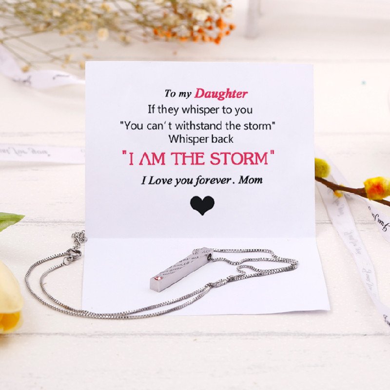 [CUSTOM NAME AND BIRTHSTONE] To my Daughter "I am the storm" Necklace - SARAH'S WHISPER