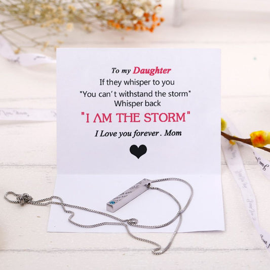 [CUSTOM NAME AND BIRTHSTONE] To my Daughter "I am the storm" Necklace - SARAH'S WHISPER