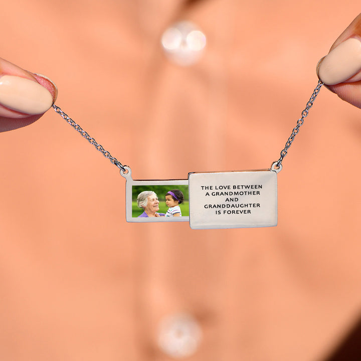 "To My Granddaughter 'The love between a grandmother and granddaughter is forever' Infinite Love Necklace in Titanium Steel with a heartfelt message card."