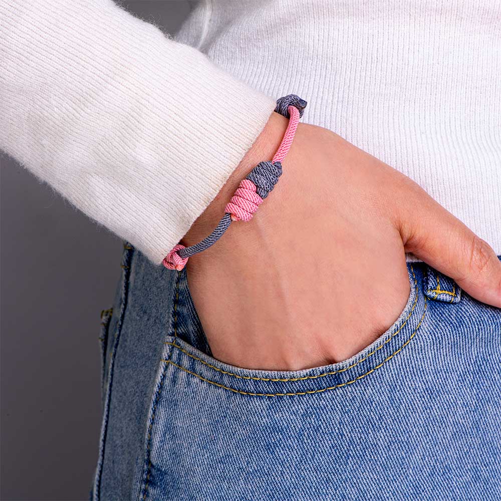 [Flash Sale] To My Best Friend "Our hearts are tied together in a tight knot." Purple Pink Bracelet