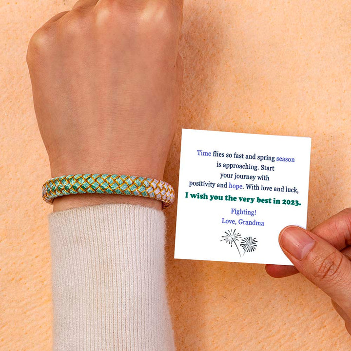 Colorful Luck Bracelet adorned with vibrant hues, perfect for gifting to your granddaughter. The image showcases a stylish bracelet featuring an array of colors, symbolizing positivity and hope