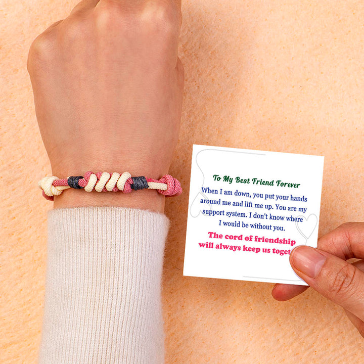 To My Best Friend Forever "You are my support system" Friendship Cord Bracelet