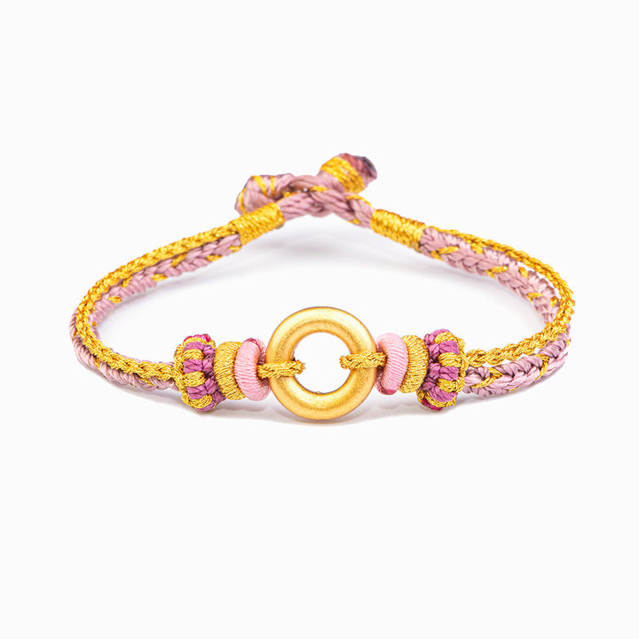 "Unbreakable bond" Handmade Knitted Bracelet featuring a firm ring, symbolizing the bond between grandmother and granddaughter. Made from cotton rope with braided processing techniques.