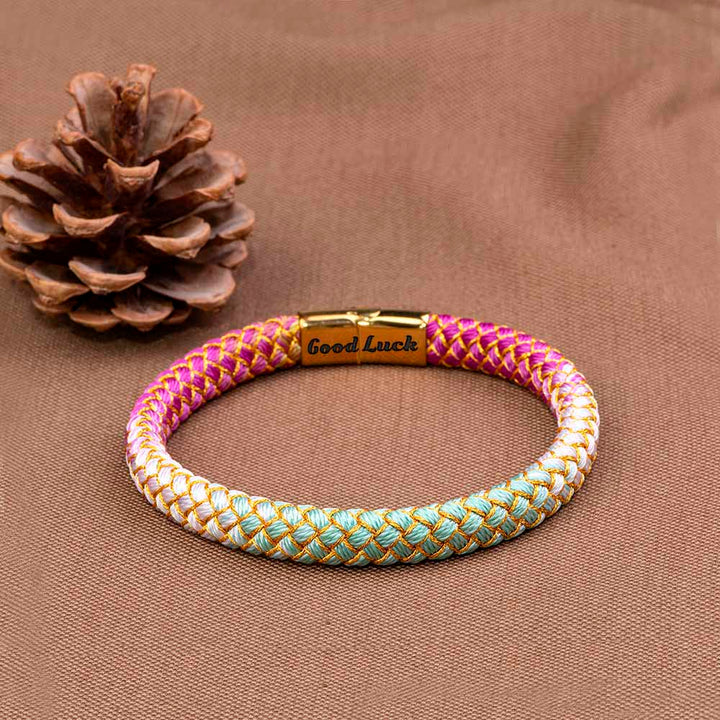 Colorful Luck Bracelet adorned with vibrant hues, perfect for gifting to your granddaughter. The image showcases a stylish bracelet featuring an array of colors, symbolizing positivity and hope