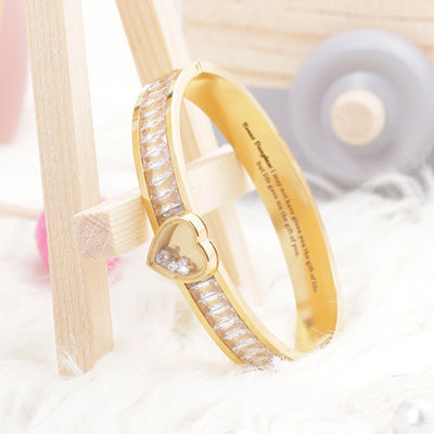 TO MY BOUNS DAUGHTER " I MAY NOT HAVE GIVEN YOU THE GIFT OF LIFE. BUT LIFE GAVE ME THE GIFT OF YOU" Heart-shaped Zircon Bracelet - SARAH'S WHISPER