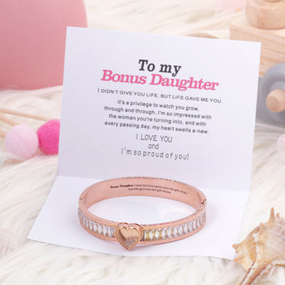 TO MY BOUNS DAUGHTER " I MAY NOT HAVE GIVEN YOU THE GIFT OF LIFE. BUT LIFE GAVE ME THE GIFT OF YOU" Heart-shaped Zircon Bracelet - SARAH'S WHISPER
