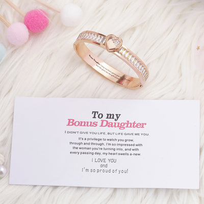 TO MY BOUNS DAUGHTER " I MAY NOT HAVE GIVEN YOU THE GIFT OF LIFE. BUT LIFE GAVE ME THE GIFT OF YOU" Heart-shaped Zircon Bracelet - SARAH'S WHISPER