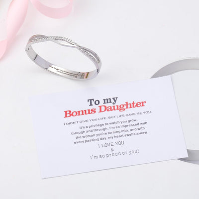 To My Bonus Daughter "BONUS DAUGHTER, I MAY NOT HAVE GIVEN YOU THE GIFT OF LIFE. BUT LIFE GAVE ME THE GIFT OF YOU" Cross Bracelet - SARAH'S WHISPER