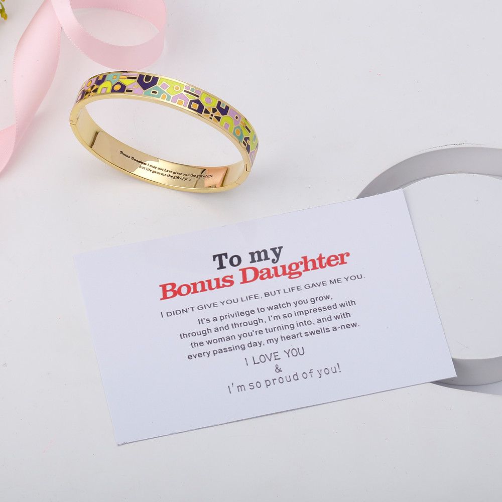 To My Bonus Daughter "BONUS DAUGHTER, I MAY NOT HAVE GIVEN YOU THE GIFT OF LIFE. BUT LIFE GAVE ME THE GIFT OF YOU" Enamel Craft Bracelet - SARAH'S WHISPER