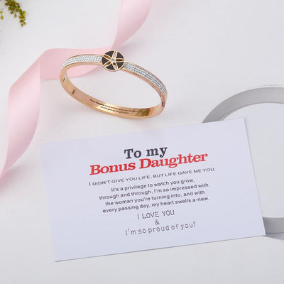 To My Bonus Daughter "BONUS DAUGHTER, I MAY NOT HAVE GIVEN YOU THE GIFT OF LIFE. BUT LIFE GAVE ME THE GIFT OF YOU" Flower Bracelet - SARAH'S WHISPER