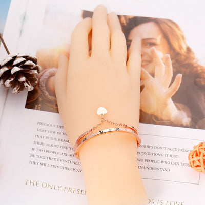 To My Bonus Daughter "BONUS DAUGHTER, I MAY NOT HAVE GIVEN YOU THE GIFT OF LIFE. BUT LIFE GAVE ME THE GIFT OF YOU" Roman Numeral Heart Bracelet - SARAH'S WHISPER
