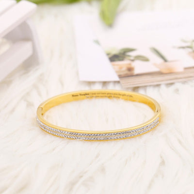 To My Bonus Daughter "BONUS DAUGHTER, I MAY NOT HAVE GIVEN YOU THE GIFT OF LIFE. BUT LIFE GAVE ME THE GIFT OF YOU" Full Diamond Gold/Silver Bracelet - SARAH'S WHISPER