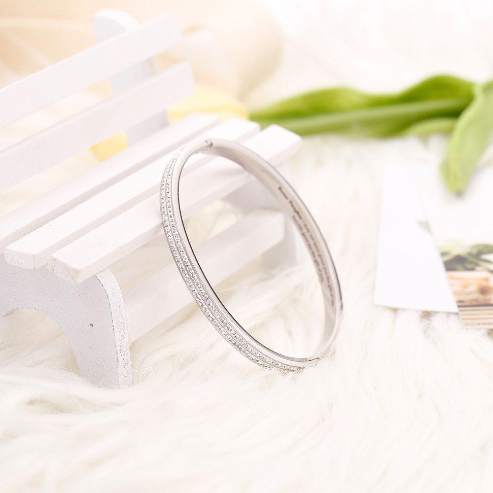 To My Bonus Daughter "BONUS DAUGHTER, I MAY NOT HAVE GIVEN YOU THE GIFT OF LIFE. BUT LIFE GAVE ME THE GIFT OF YOU" Full Diamond Gold/Silver Bracelet - SARAH'S WHISPER
