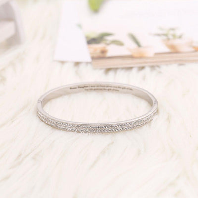 To My Bonus Daughter "BONUS DAUGHTER, I MAY NOT HAVE GIVEN YOU THE GIFT OF LIFE. BUT LIFE GAVE ME THE GIFT OF YOU" Full Diamond Gold/Silver Bracelet - SARAH'S WHISPER