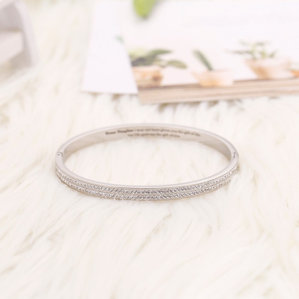 To My Bonus Daughter "BONUS DAUGHTER, I MAY NOT HAVE GIVEN YOU THE GIFT OF LIFE. BUT LIFE GAVE ME THE GIFT OF YOU" Full Diamond Bracelet - SARAH'S WHISPER