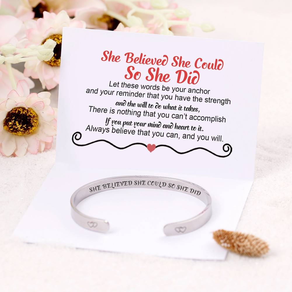 To My Daughter "She Believed She Could So She Did" Bracelet - SARAH'S WHISPER