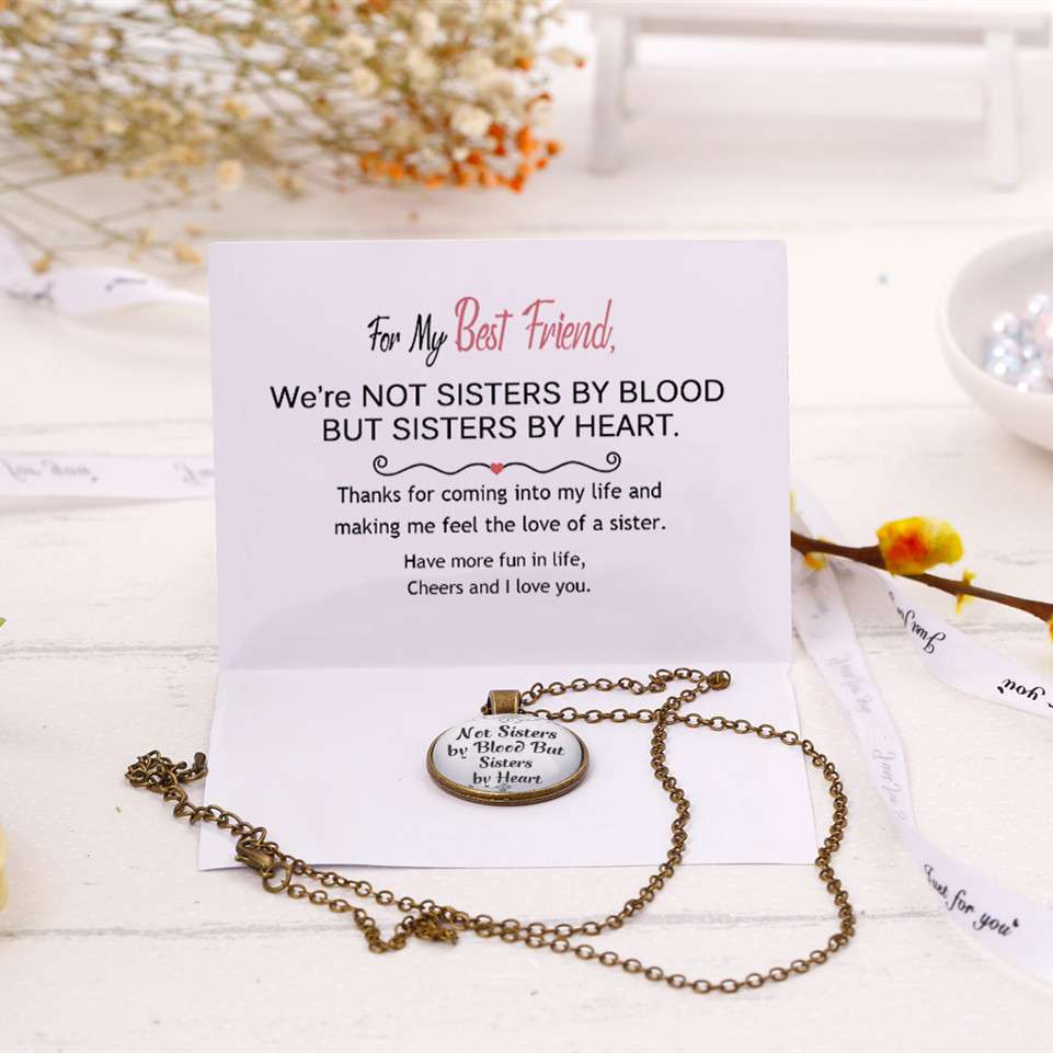 For My Best Friend "Not Sisters by Blood But Sisters by Heart" Necklace - SARAH'S WHISPER