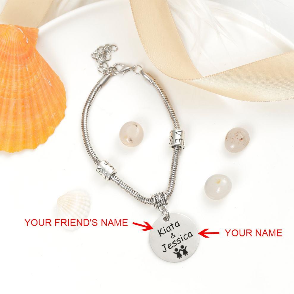 [Custom Names] For My Best Friend "A TRUE FRIEND IS ONE SOUL IN TWO BODIES" Bracelet [💞Bracelet +💌 Gift Card + 🎁 Gift Box + 💐 Gift Bouquet] - SARAH'S WHISPER