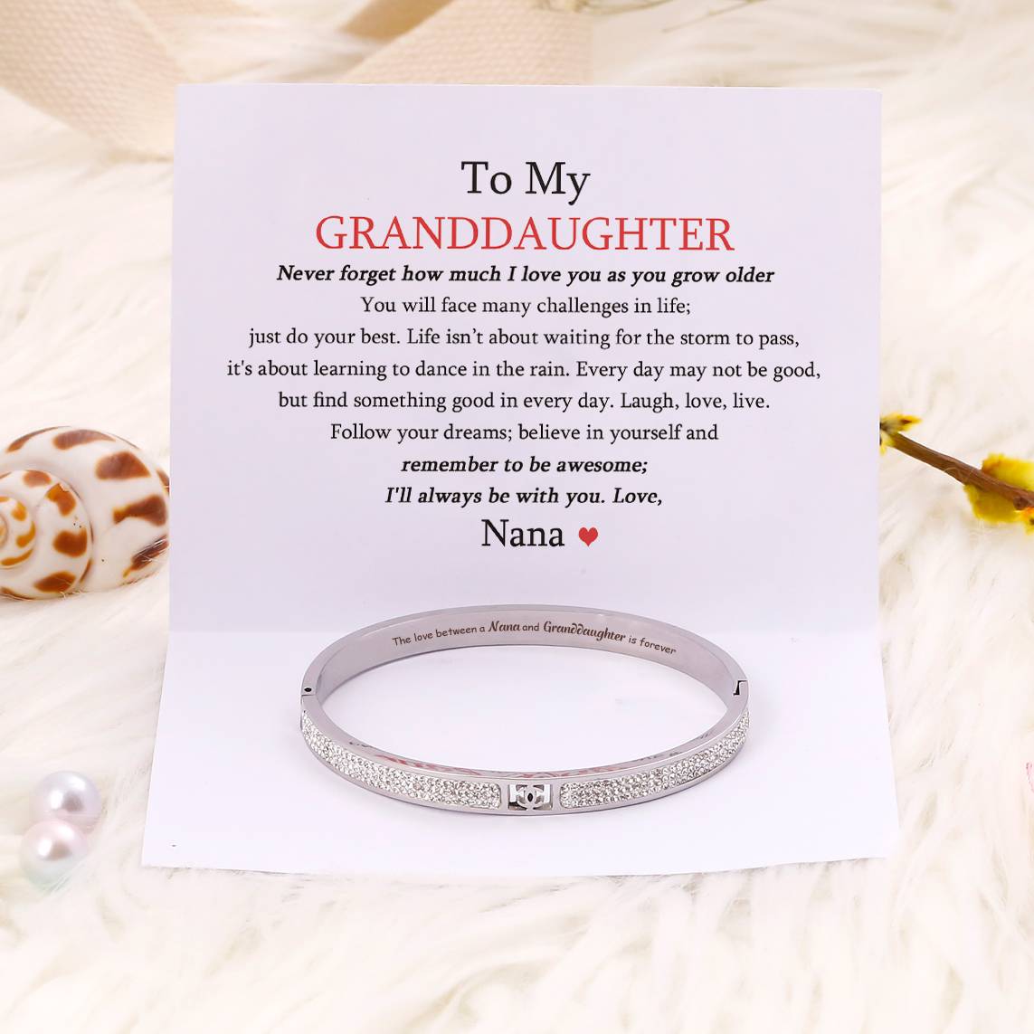 To My Granddaughter "The love between a Nana and Granddaughter is forever" Full Diamond Bracelet - SARAH'S WHISPER
