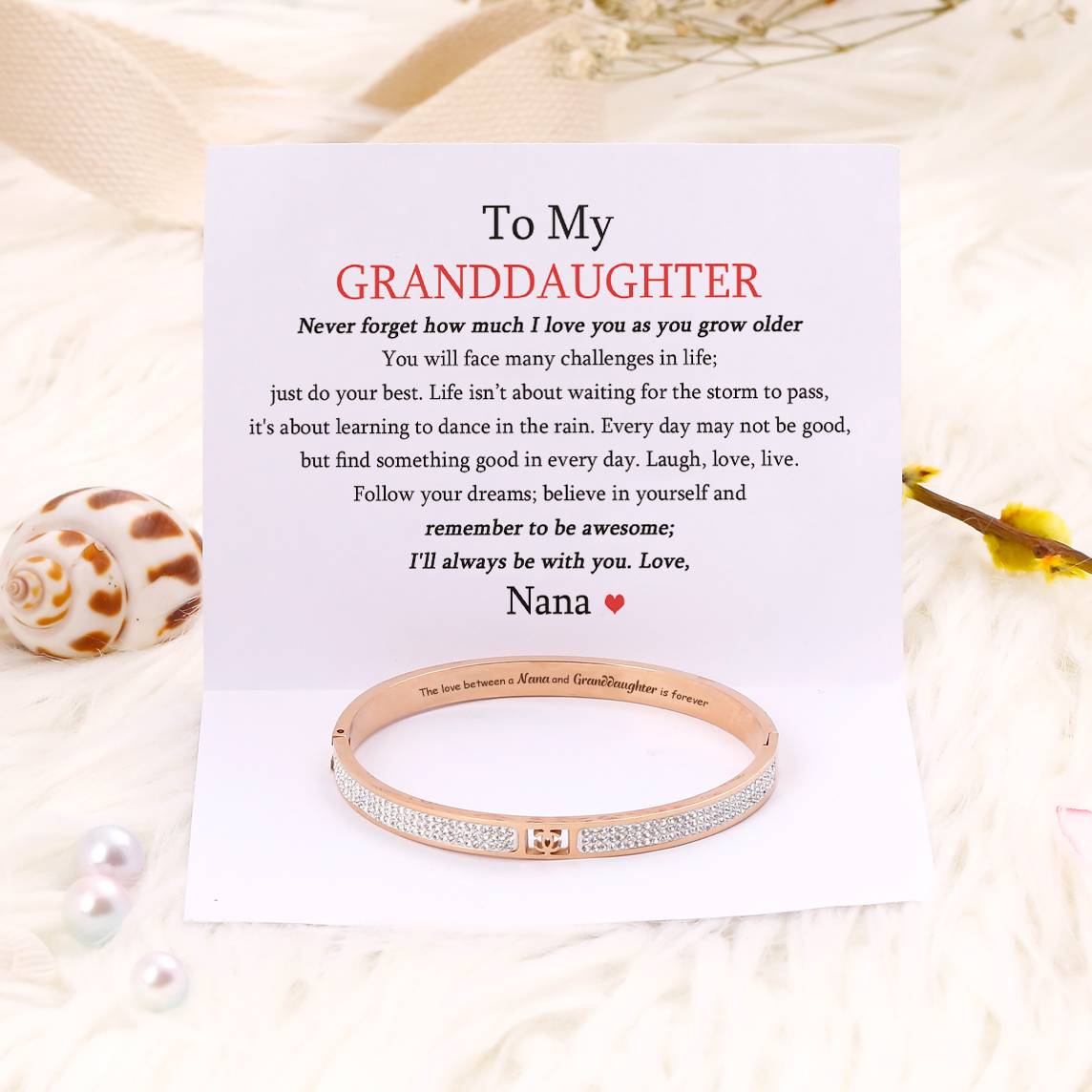 To My Granddaughter "The love between a Nana and Granddaughter is forever" Full Diamond Bracelet - SARAH'S WHISPER