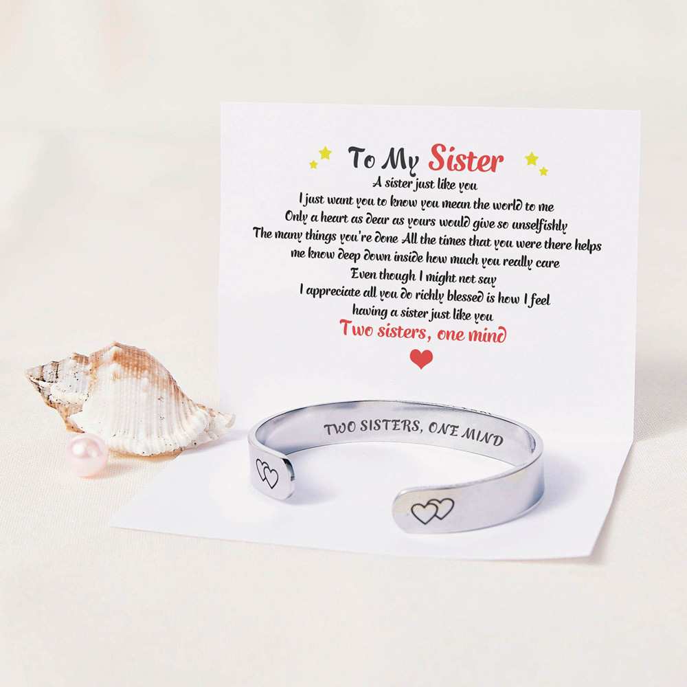 To My Sister "Two sisters, one mind" Double Heart Bracelet - SARAH'S WHISPER