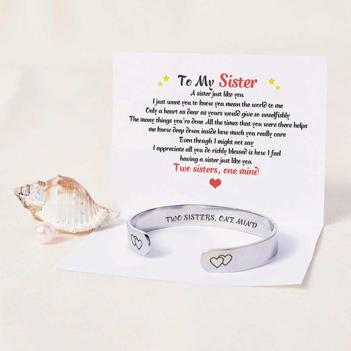 To My Sister "Two sisters, one mind" Double Heart Bracelet - SARAH'S WHISPER