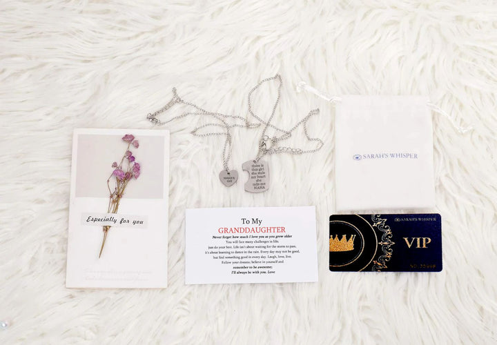 [Custom Name And Optional Address] To My GRANDDAUGHTER "there is this girl she stole my heart she calls me [NANA]" Combination Necklace [💞 Necklace +💌 Gift Card + 🎁 Gift Box + 💐 Gift Bouquet] - SARAH'S WHISPER