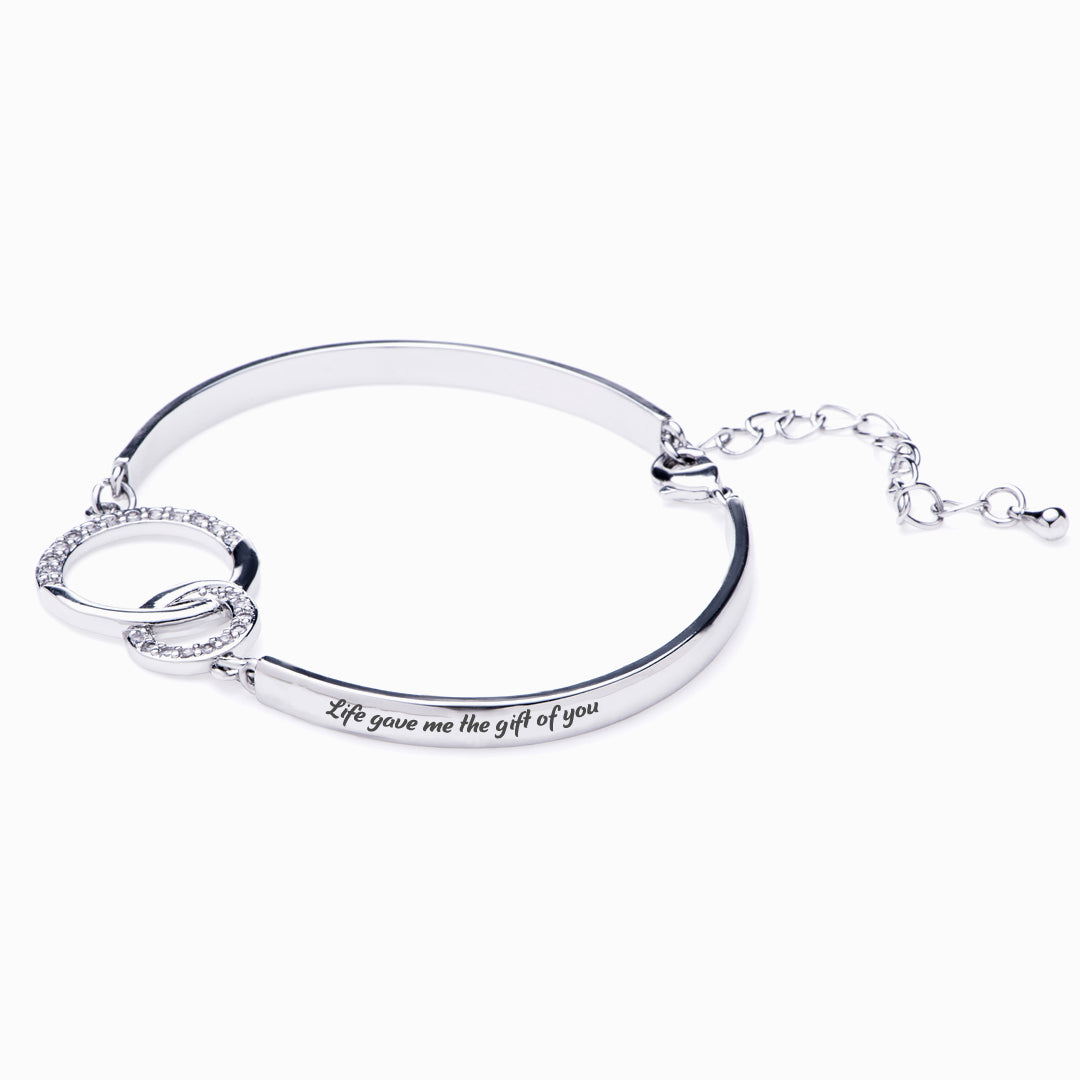 To My Bonus Daughter "LIFE GAVE ME THE GIFT OF YOU" Double Ring Bracelet