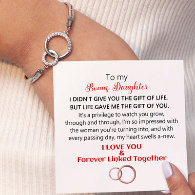 To My Bonus Daughter "LIFE GAVE ME THE GIFT OF YOU" Double Ring Bracelet