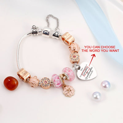 [Custom Name And Optional Address] To My GRANDDAUGHTER "The love between a [grandma] and granddaughter is forever" Flower Bracelet [💞 Bracelet +💌 Gift Card + 🎁 Gift Bag + 💐 Gift Bouquet] - SARAH'S WHISPER