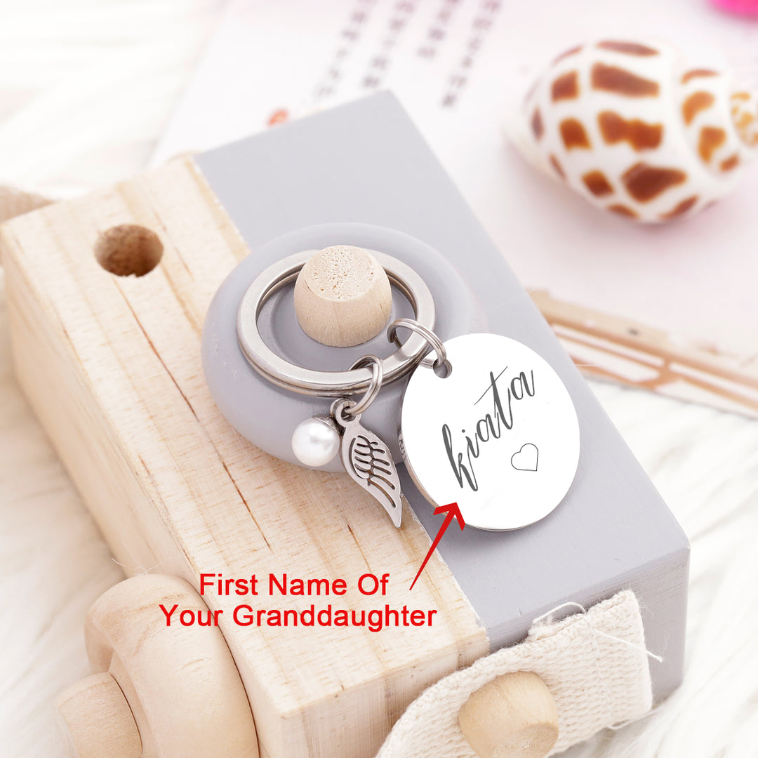 [Custom Name And Optional Address] To My GRANDDAUGHTER "The love between a [grandma] and granddaughter is forever" Key Ring [💞 Key Ring +💌 Gift Card + 🎁 Gift Box + 💐 Gift Bouquet] - SARAH'S WHISPER