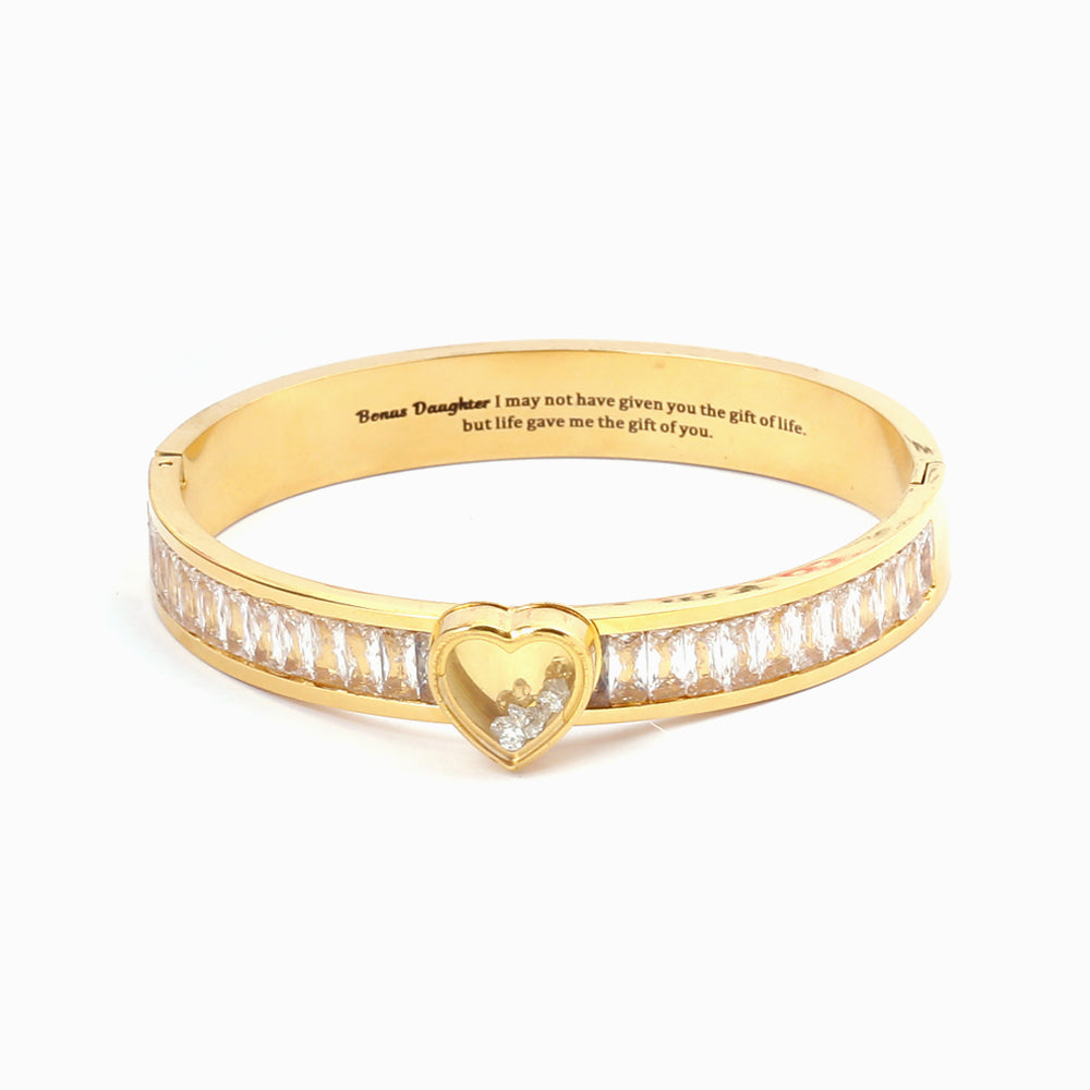 TO MY BOUNS DAUGHTER " I MAY NOT HAVE GIVEN YOU THE GIFT OF LIFE. BUT LIFE GAVE ME THE GIFT OF YOU" Heart-shaped Zircon Bracelet