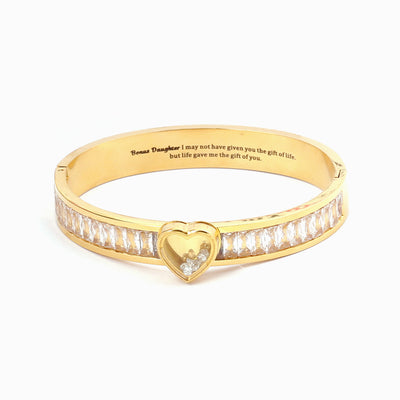 TO MY BOUNS DAUGHTER " I MAY NOT HAVE GIVEN YOU THE GIFT OF LIFE. BUT LIFE GAVE ME THE GIFT OF YOU" Heart-shaped Zircon Bracelet