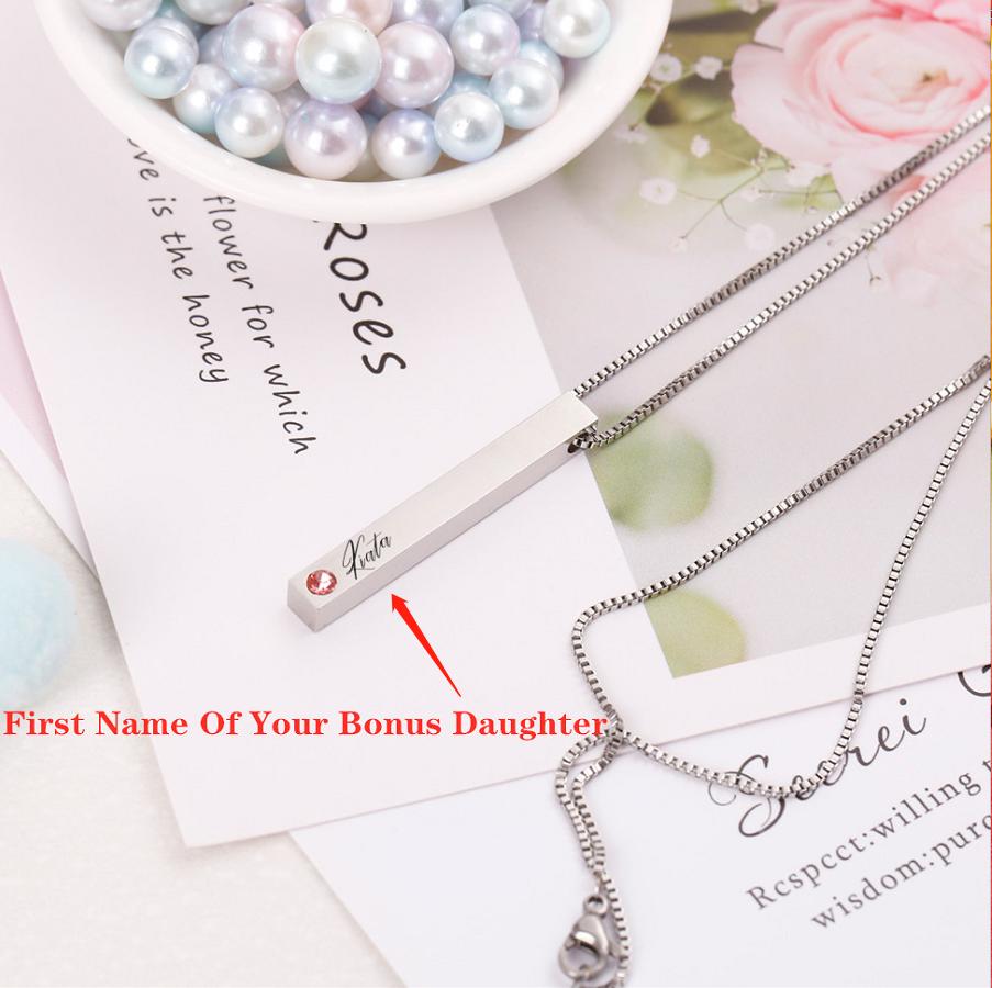 [Custom name and Birthstone] To my Bonus Daughter “BONUS DAUGHTER, I MAY NOT HAVE GIVEN YOU THE GIFT OF LIFE. BUT LIFE GAVE ME THE GIFT OF YOU” Necklace - SARAH'S WHISPER